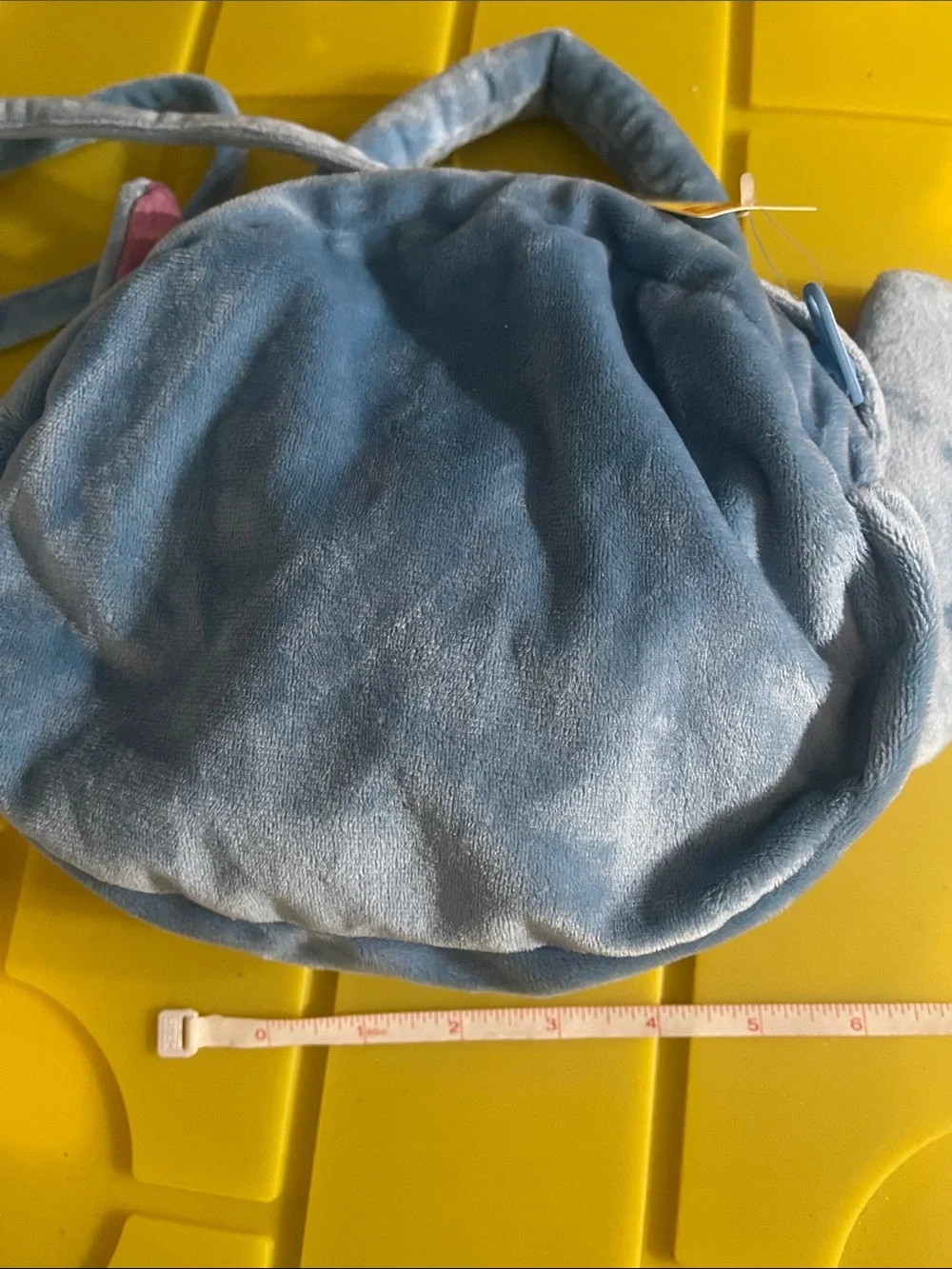 Disney Blue Stitch Plush Crossbody Bag with Pink Ear Accents